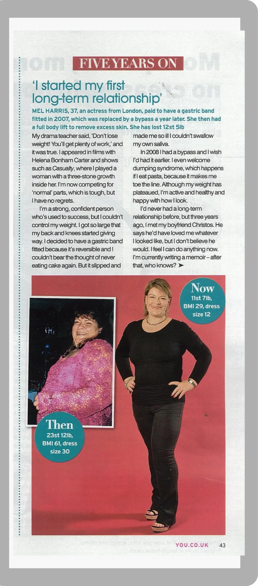Full YOU Magazine Five Years On article about Mel Harris
